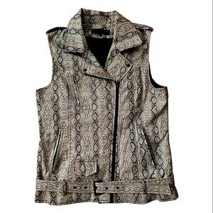 RARE English Rose Biege/Black Snake Skin Utility Vest